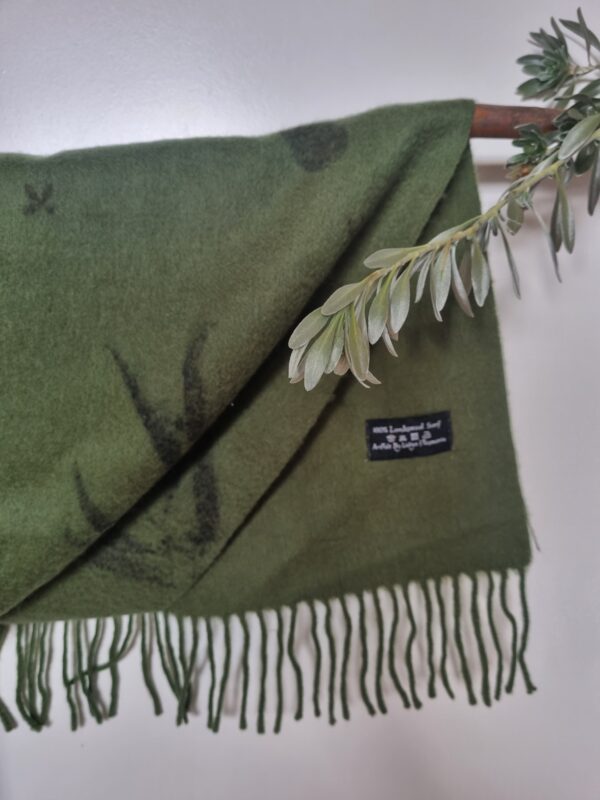 Lambswool Scarf - Green Moss - Image 7