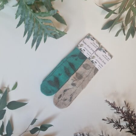 Rabbit Wool Socks - Green Bloom