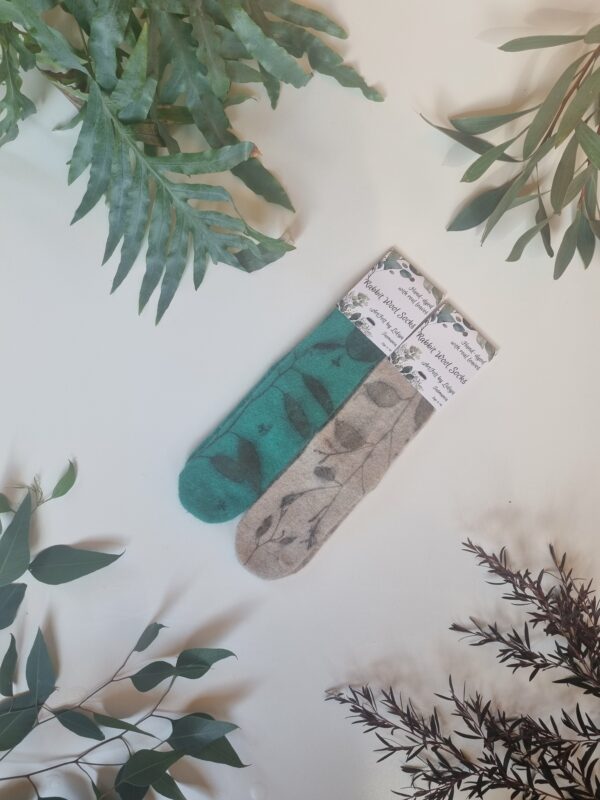 Rabbit Wool Socks - Green Bloom