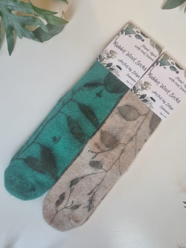 Rabbit Wool Socks - Green Bloom - Image 3