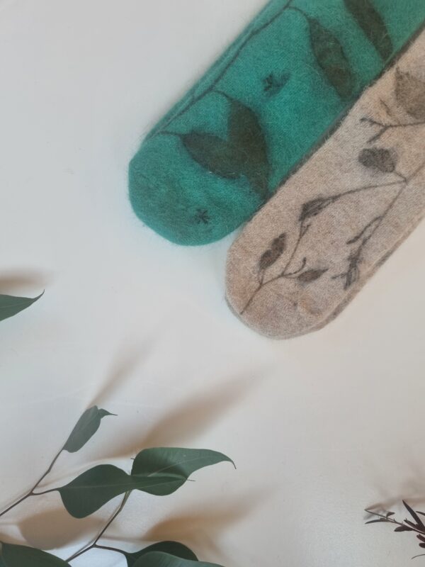 Rabbit Wool Socks - Green Bloom - Image 4