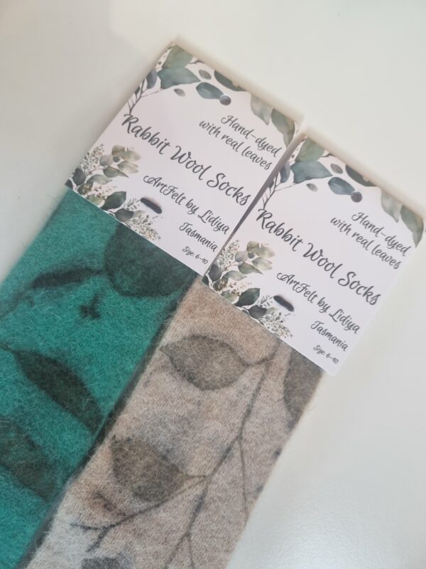 Rabbit Wool Socks - Green Bloom - Image 6