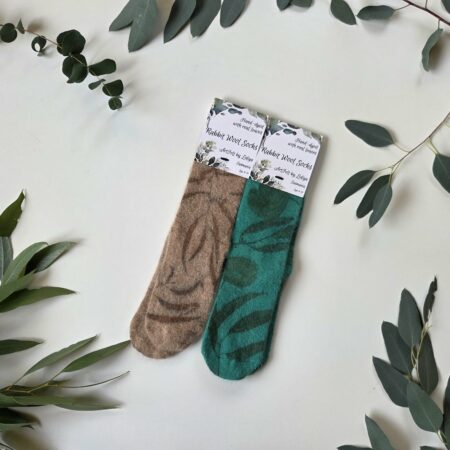 Rabbit Wool Socks - Green Bloom